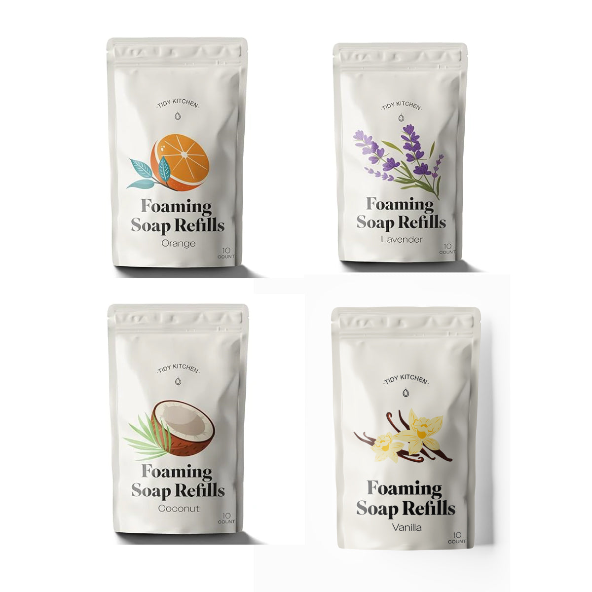 tidy kitchen foaming soap refills orange lavender coconut vanilla
