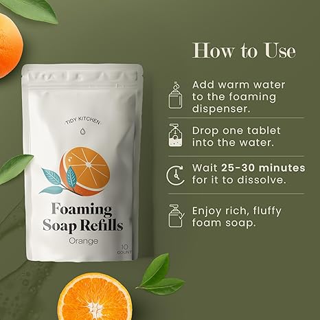 how to use tidy kitchen foaming soap refills orange scent